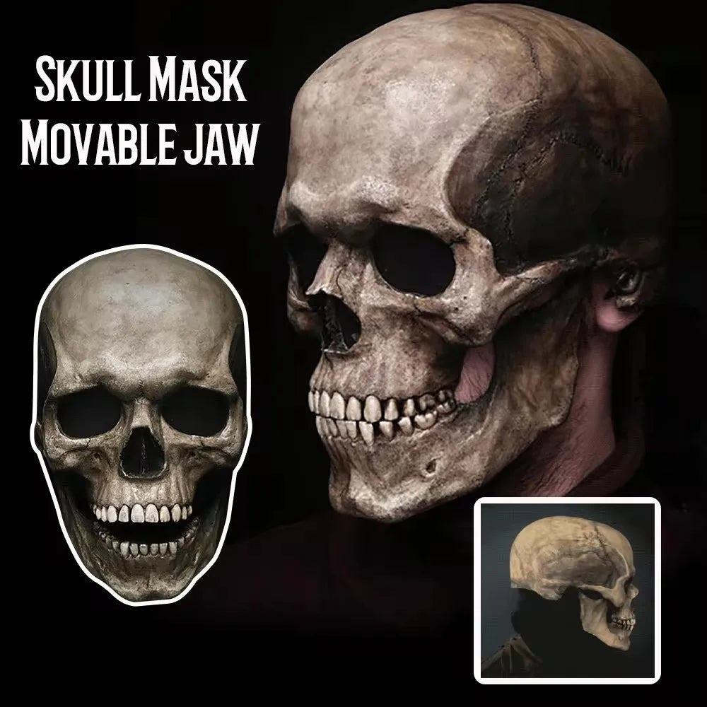 Halloween Mask Latex Mask Skull Mask Horror Decoration Full Head Skull Mask Helmet Movable Jaw Masque Gifts Party Costume Mask