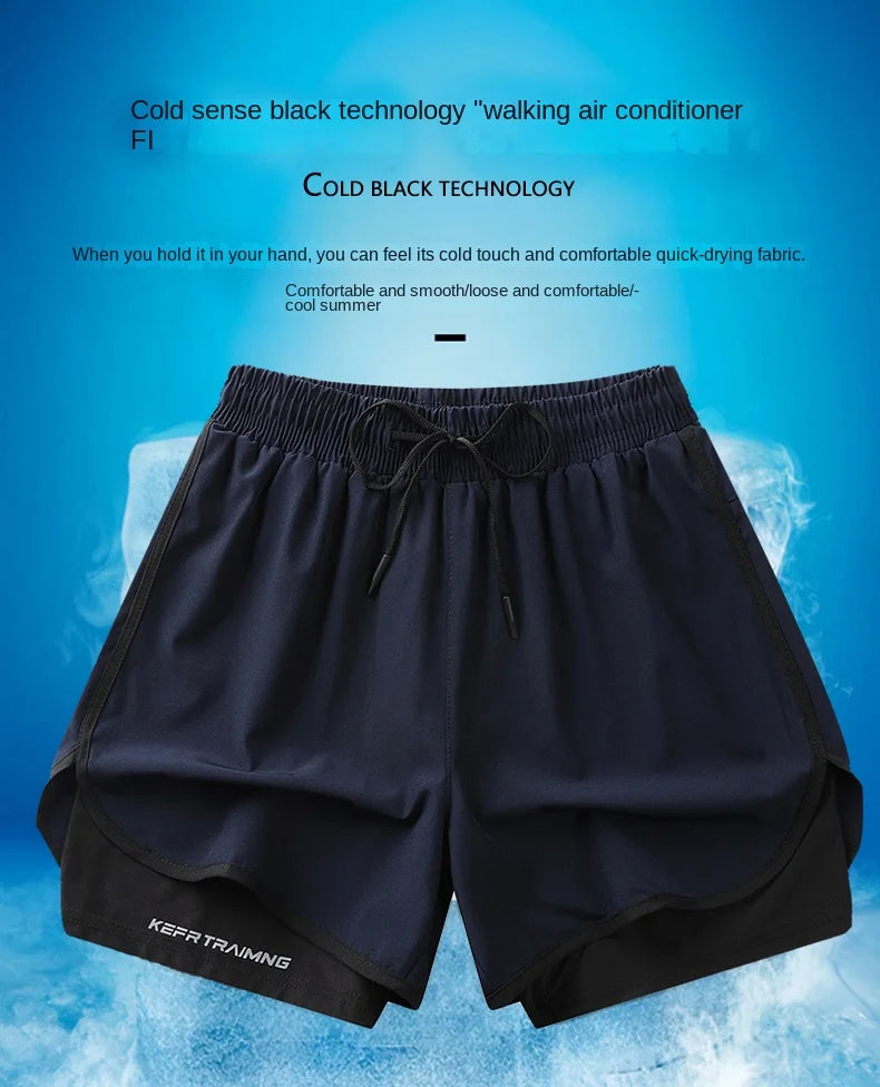 【 S-5XL 】 NASA GISS Sports Three Piece Pants Summer Popular Anti glare Double layered Sports Shorts for Men and Women Couples Ru