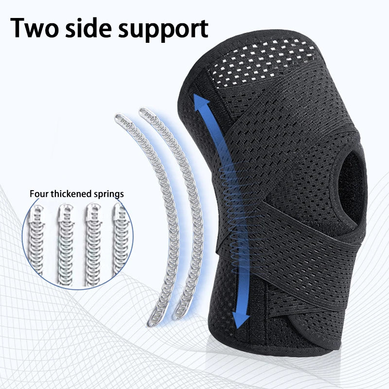 1pc Pressure Supporting Knee Climbing Spring Supports Sports Knee Guard Suitable For Basketball Knee Brace Strap Knee Pads
