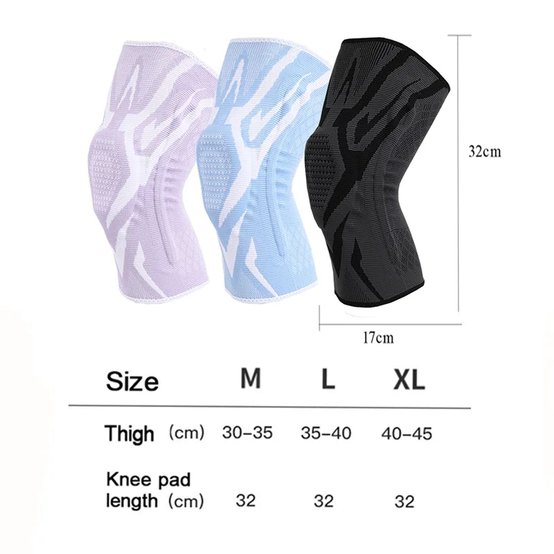 1 Piece Knee Brace Silicone Pads Spring Support High Elastic Breathable Knee Sleeves Protect Meniscus Basketball Sports Guard