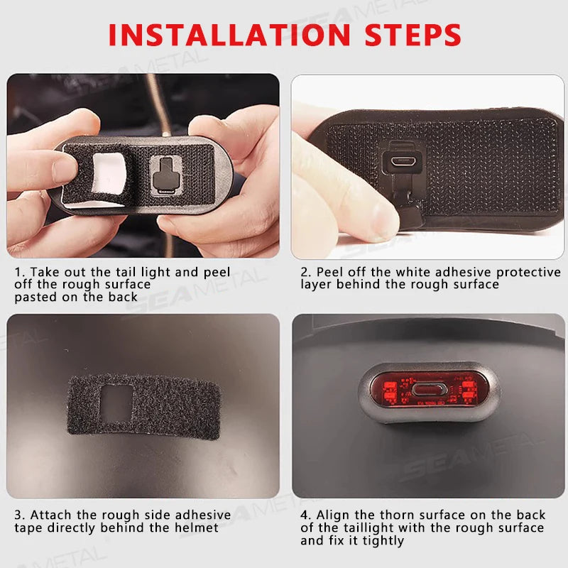 BLALION Motorcycle Helmet Light Bike Taillight Waterproof USB Rechargeable Bicycle Helmet Taillight Safety Signal Warning Lamp