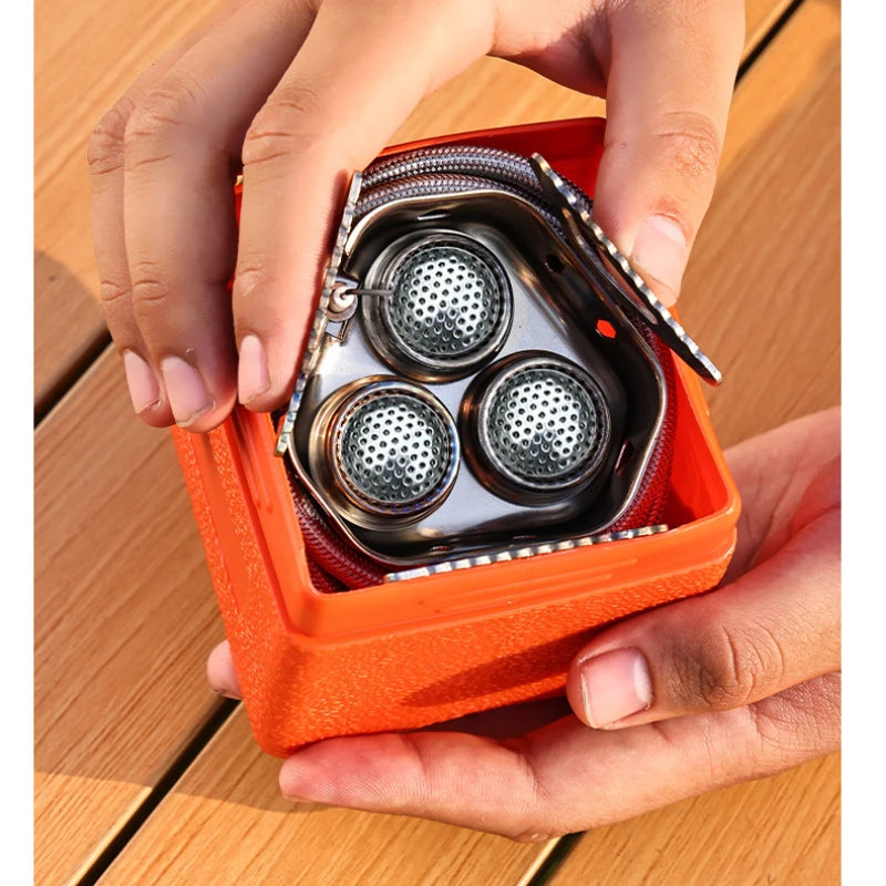 Outdoor three-head stove camping portable folding cassette stove mini gas camping windproof fierce fire stove