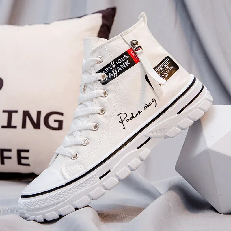 New high top breathable canvas shoes Korean version fashionable men's casual shoes student board shoes