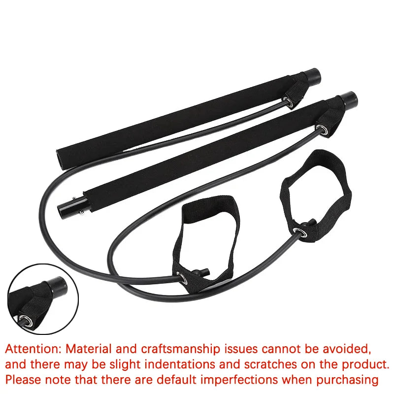 New Portable Yoga Pilates Bar Stick With Resistance Band Home Gym Muscle Toning Fitness Stretching Sports Body Workout Exercise