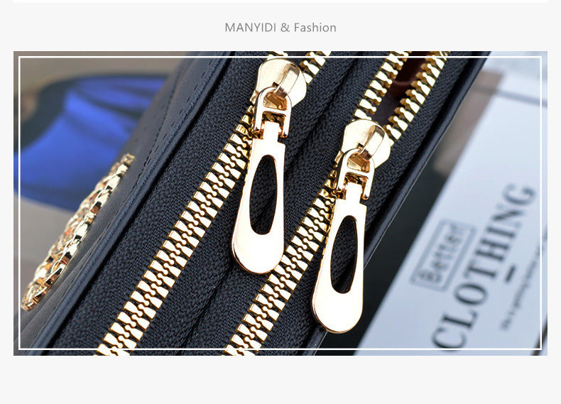 New Wallet Women's Long Double Zipper Large Capacity Handbag Mom's Fashion Simple Double Layer Wallet Mobile Case