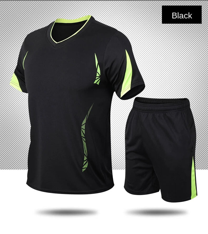 Sports suit men's summer fitness short sleeve T-shirt men's fast drying clothes running loose casual Sportswear large