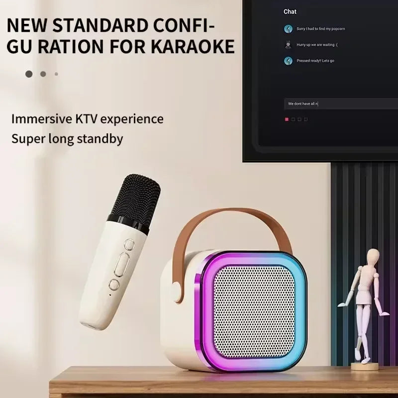 Bluetooth Speaker K12 Portable Karaoke Machine 5.3 PA System With 2 Wireless Microphones Home Family Singing Children's Gifts