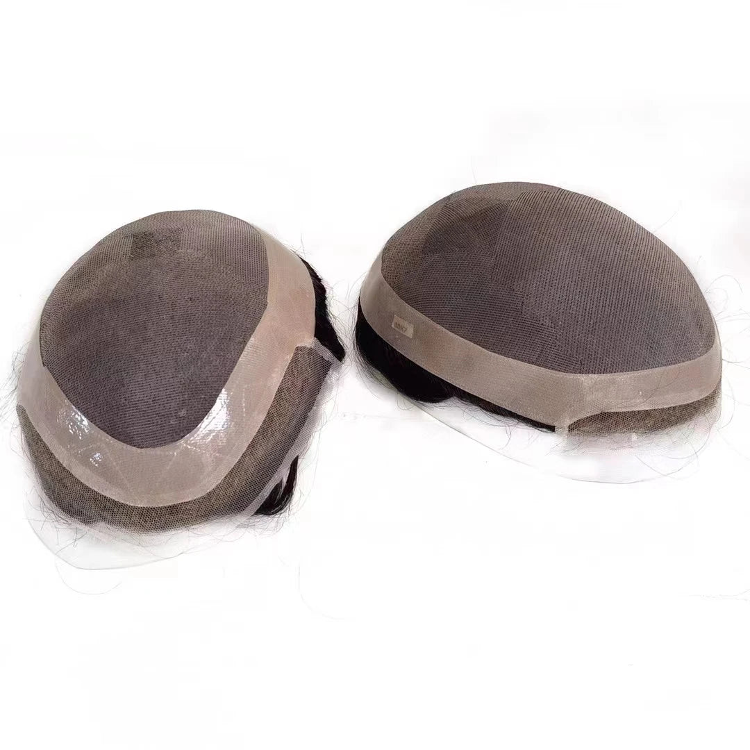 Toupee for Men Mono & NPU Human Hair Pieces Hair units Male Wavy Hair Replacement System Hair Prosthesis