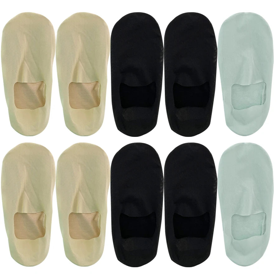 5 Pairs Women's Boat Socks Deodorant Sweat Absorption Summer Sock Thin Ice Silk Breathable Silicone Non-slip Silk Low Cut Socks