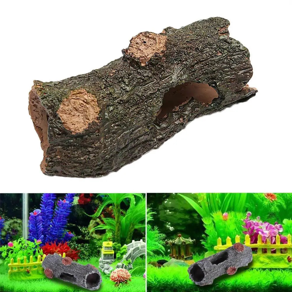 Resin Tree Branch Fish Shrimp Turtle Hidden Hollow Tree Log Fish Tank Aquarium Simulation Fountain Accent Decoration