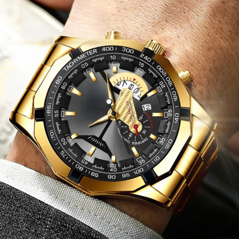 Kegllect Men Stainless Steel Quartz Watch Luxury Calendar Luminous Life Waterproof WristWatches