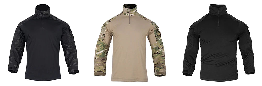 Men Camouflage Uniform Combat Shirt Outdoor Tactical Long Sleeve Shirt Paintball Camping Hunting Clothing