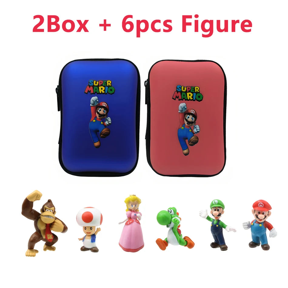 Set 3pcs/Bag Super Mario Bros 4-7cm PVC Action Figure Toys Model Set Luigi Yoshi Donkey Kong Mushroom for kids birthday gift
