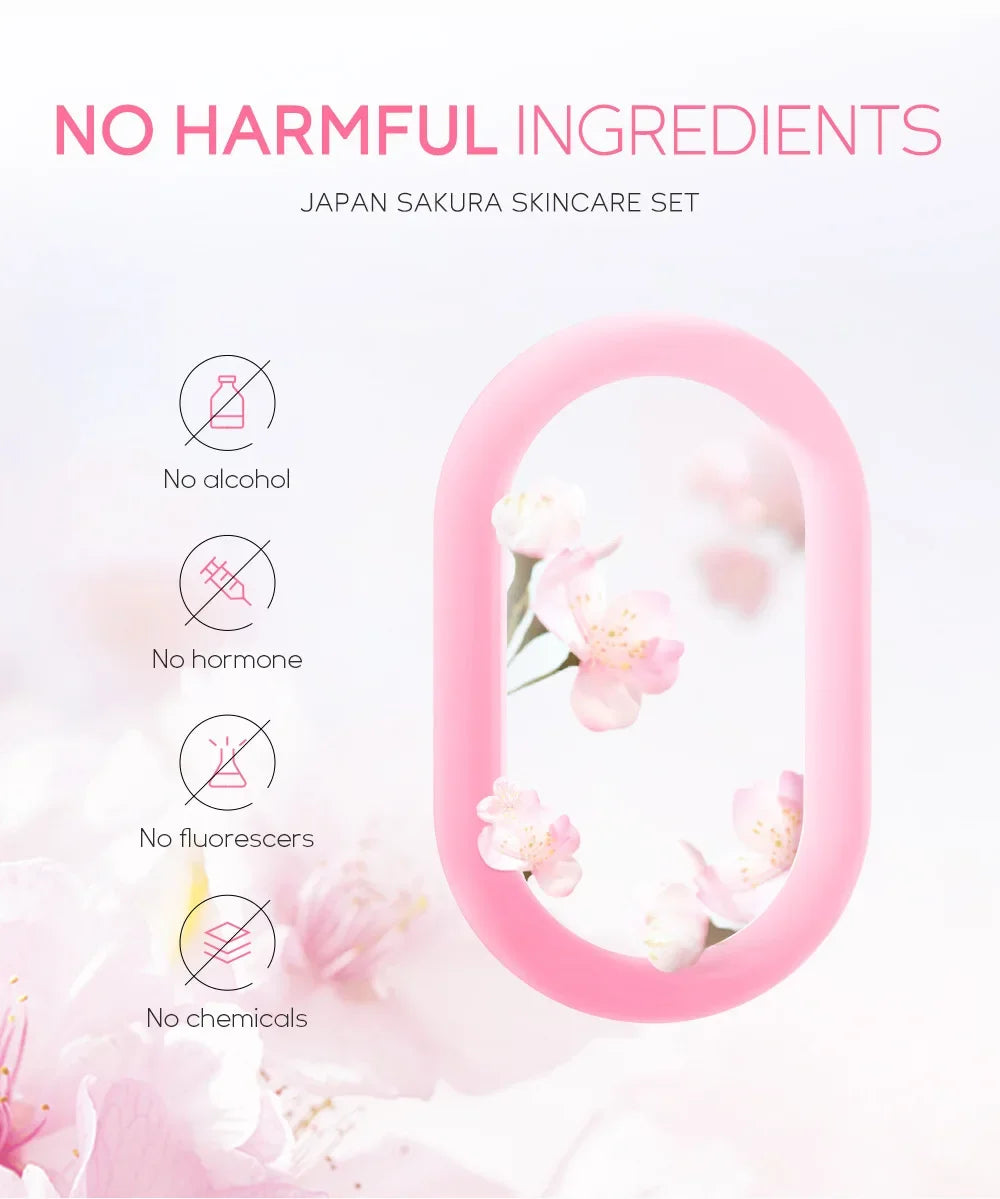 LAIKOU Cherry Blossom Skin Care Set 3-piece Essence Eye Cream Face Cream Skin Care Product Facial Products Kit Skincare Sets