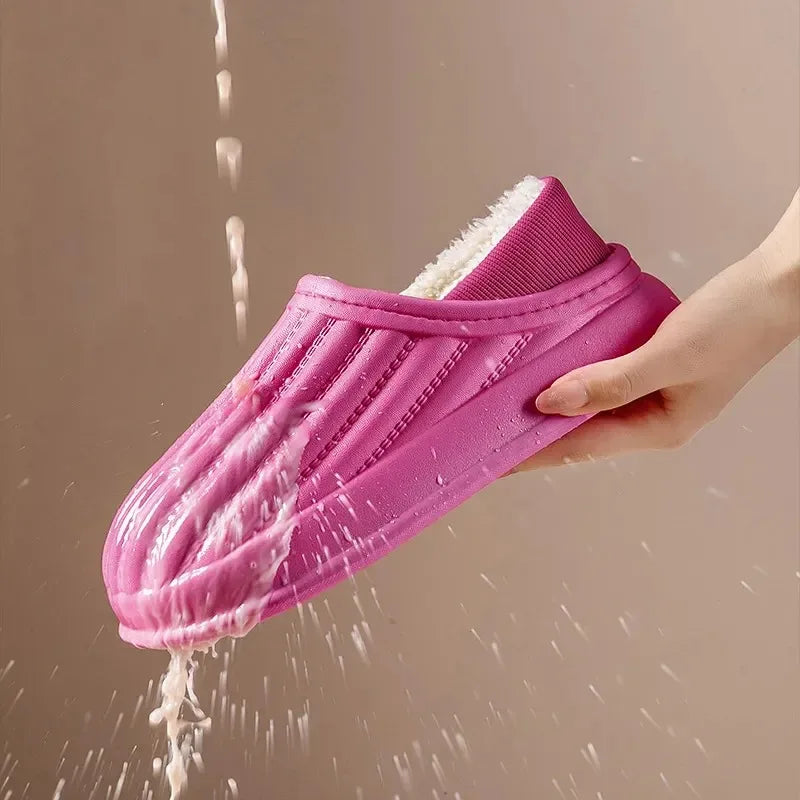Winter Warm Cotton Slippers for WOMEN'S Home Wear, Thickened Waterproof, Snow Proof, Warm and Minimalist Couple Cotton Shoes
