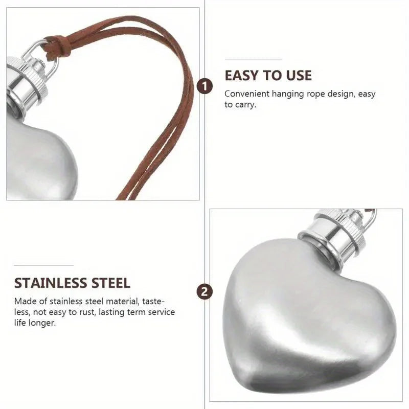 1PC Outdoor Hip Flask Portable Wine Pot Small Hip Flask Heart Shaped Flask Stainless Steel Wine Flask Water Bottle