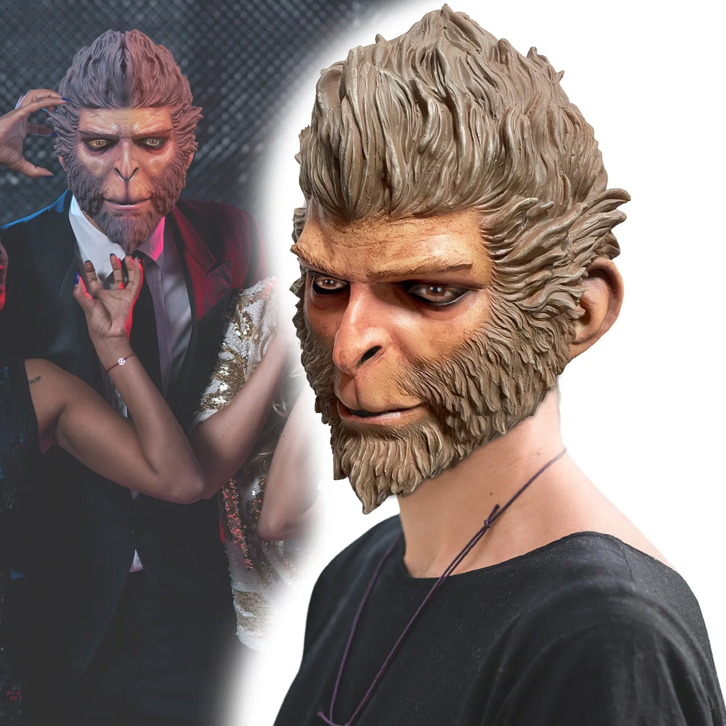 Black Myth Wukong Cosplay Mask The Destined One Monkey Latex Game Halloween Party Accessory Props Cosplay Masquerade Helmet