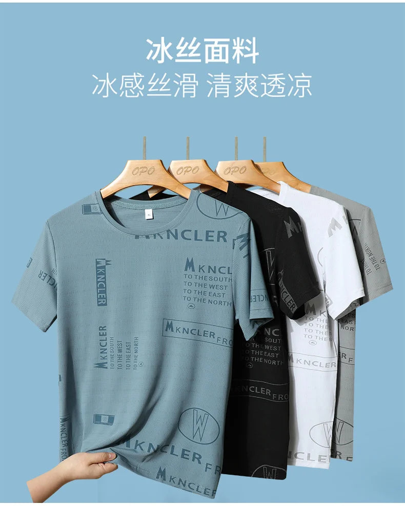 NASA GISS short sleeved t-shirt for men with round neck, fashionable and casual ice silk T-shirt for men with loose fitting, fas