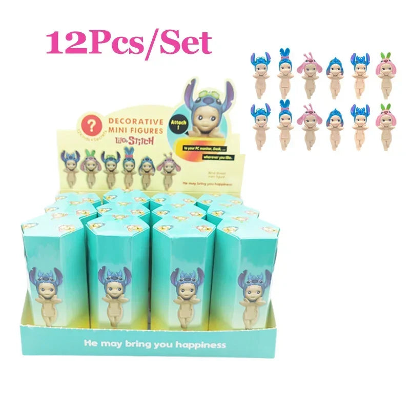 Smiski Cherry Blossom Stitch Series Blind Box Gift Mini Anime Figures Ornaments Dolls Fans Children Christmas Birthday Gift