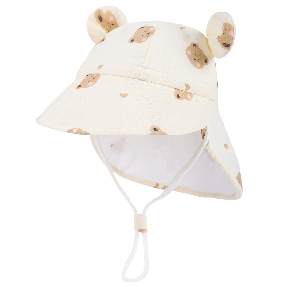 New Panama Autumn Baby Bucket Hat for Boys Girls Cartoon Breathable Mesh Children's Beach Shawl Sun Hat Kids UV Protection Cap