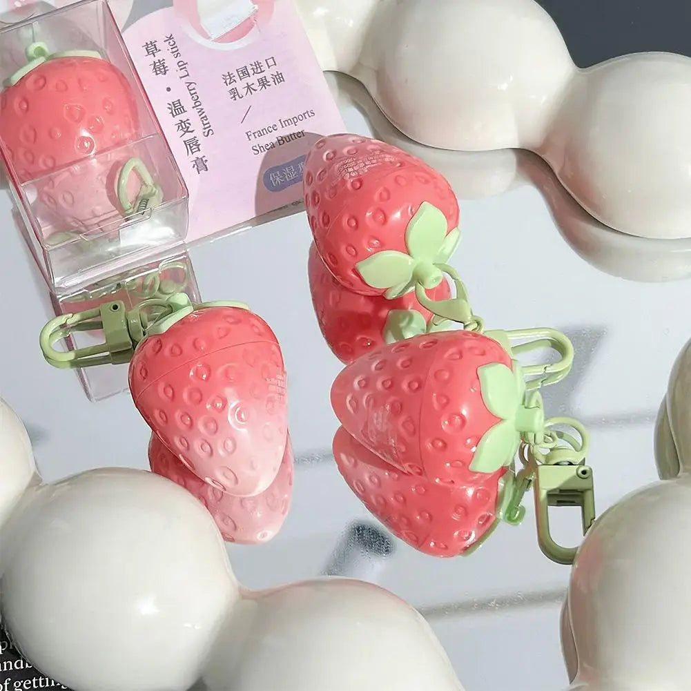 Mini Strawberry Warm Change Lip Balm Moisturizing Anti-dry Easy To Carry Anti-cracking Lipstick Colored Lip Gloss Makeup