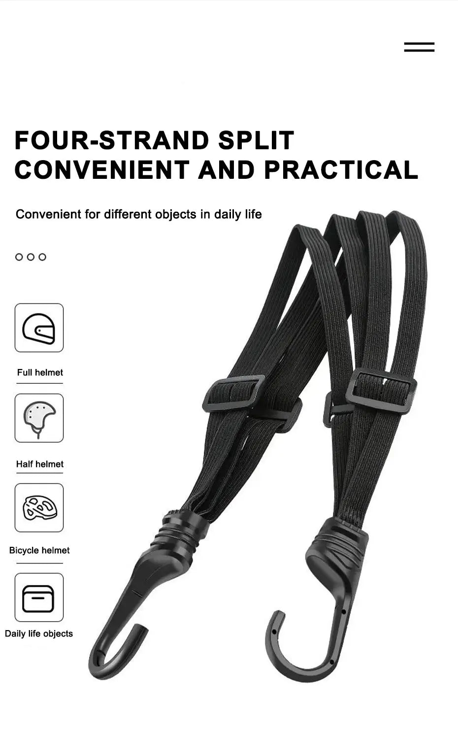 SEAMETAL Universal 60cm Motorcycle Luggage Strap Moto Helmet Gears Fixed Elastic Buckle Rope High-Strength Retractable Protect