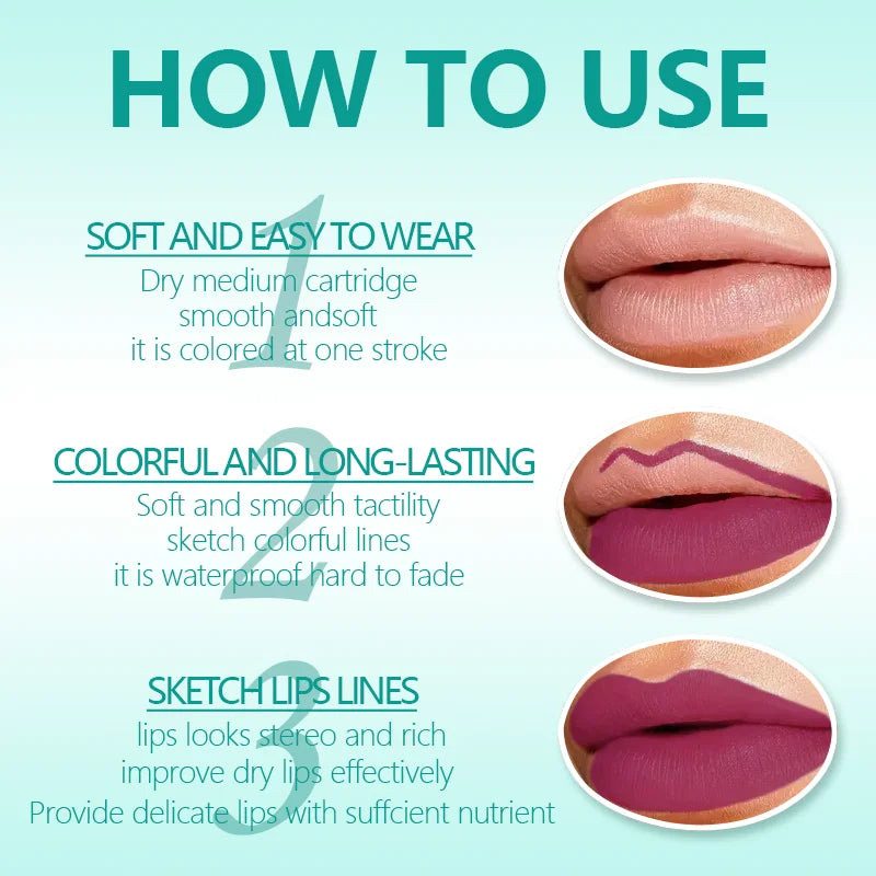 6 Colors Lip Liner Matte Lipstick Pencil Contour Lip Makeup Sexy Red Long Lasting Moisturizer Lipliner Cosmetics