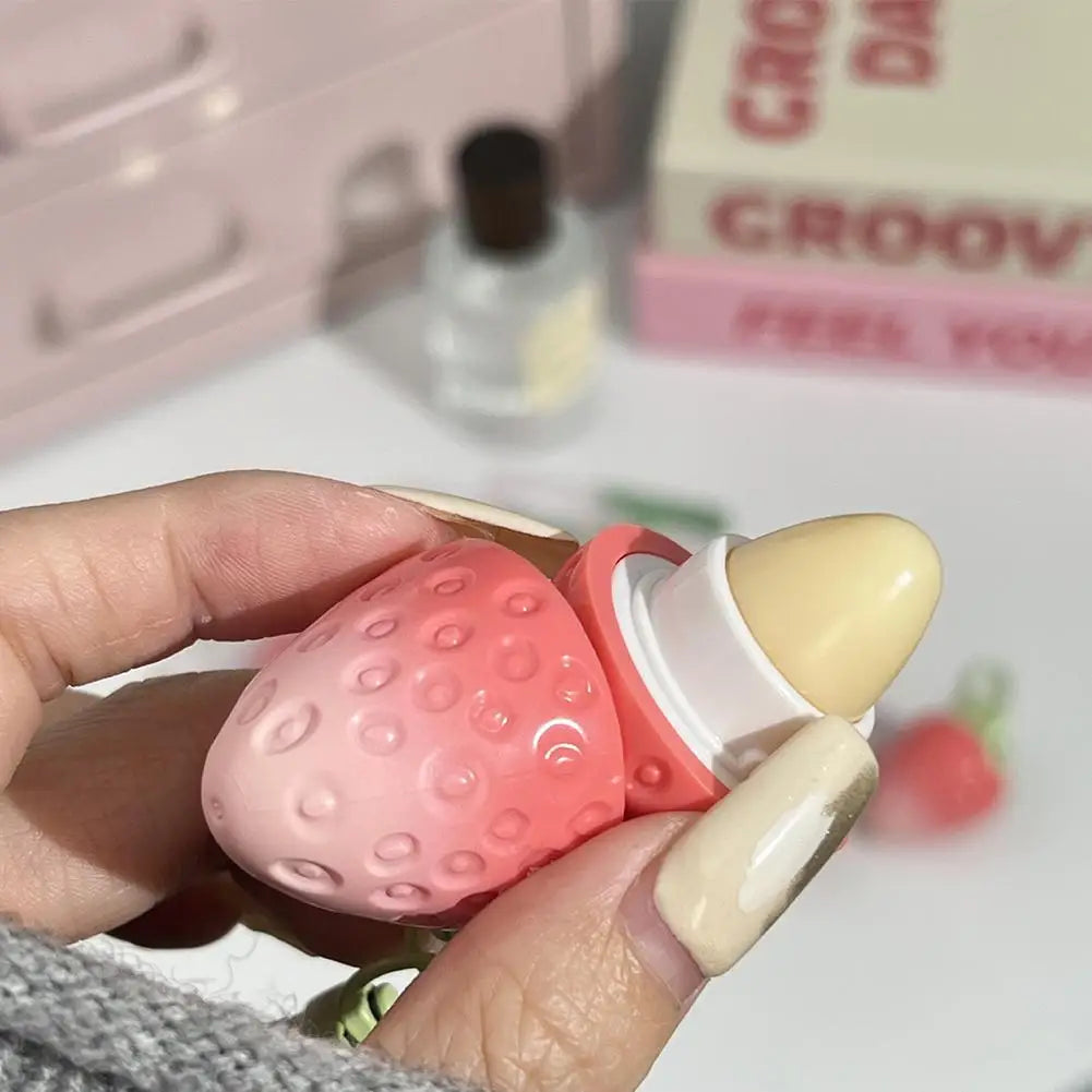 Mini Strawberry Warm Change Lip Balm Moisturizing Anti-dry Easy To Carry Anti-cracking Lipstick Colored Lip Gloss Makeup