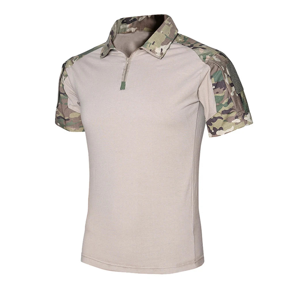 Tactical T-Shirts Mens Outdoor Sport Tee Quick Dry Short Sleeve Shirt Hiking Hunting Combat Men Camo Clothing