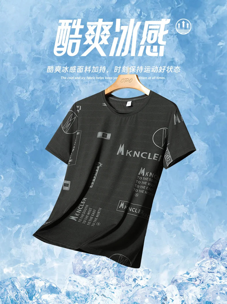 NASA GISS short sleeved t-shirt for men with round neck, fashionable and casual ice silk T-shirt for men with loose fitting, fas