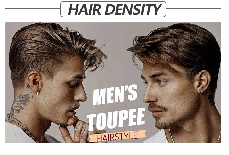 NLW Toupee for Men Human Hair Replacement System Hair Units Thin Mono Combine with PU Hair Prosthesis Hair Pieces