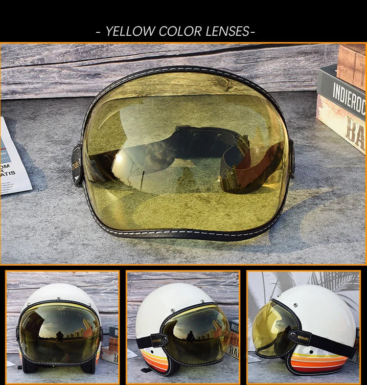 Universal Sun Visors For Motorcycle Helmet Open Face 3/4 Helmet Bubble Visor Anti-UV Motorbike Glasses Windproof Motocross Lens