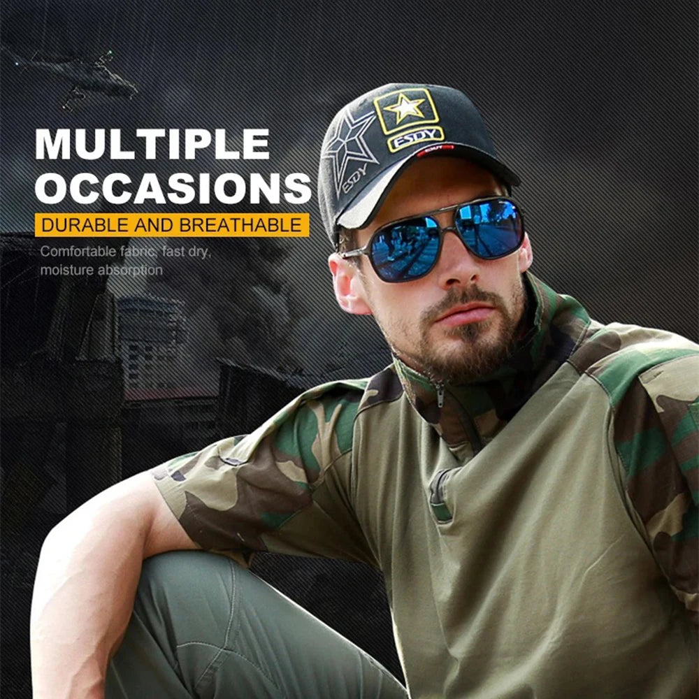 Tactical T-Shirts Mens Outdoor Sport Tee Quick Dry Short Sleeve Shirt Hiking Hunting Combat Men Camo Clothing