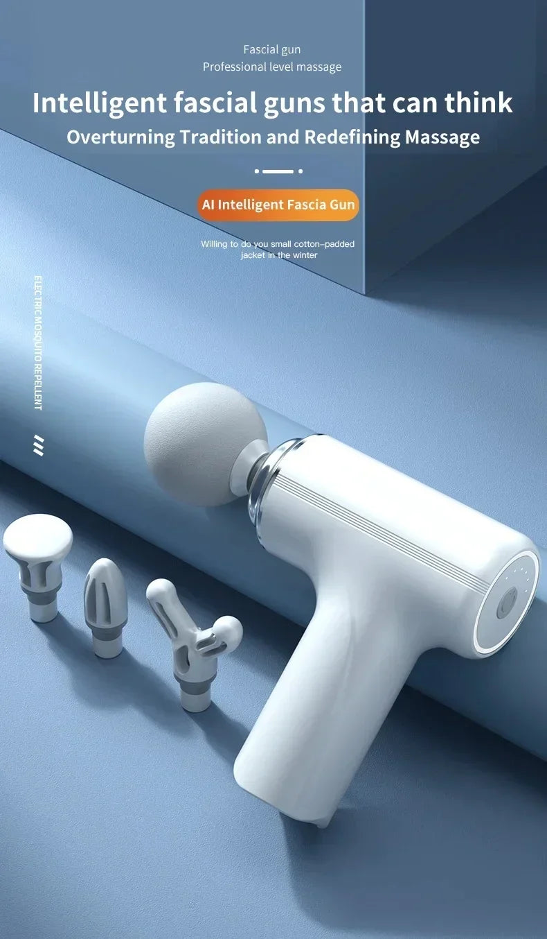 2025Portable AI Fascial Massage Gun Electric Percussion Massager Body Relaxation With 4 Replaceable Massage Head LED Night Light