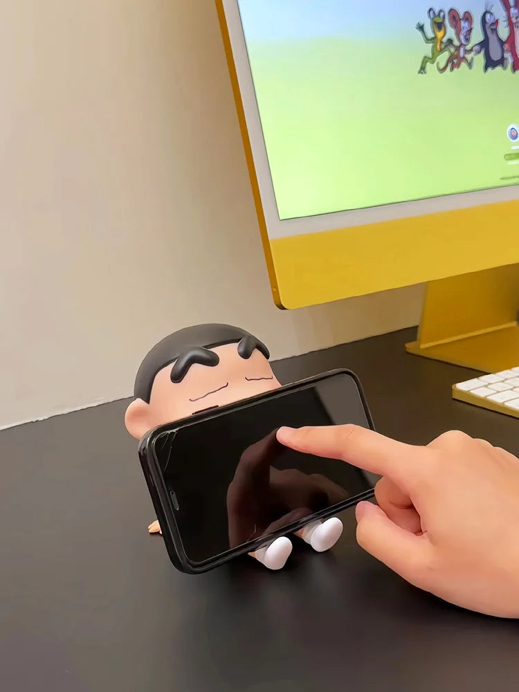 Cartoon Crayon Shin-Chan Boochan Phone Holder Desktop Anime Ornaments Watching Tv Cartoon Phone Support Cute Doll Gifts