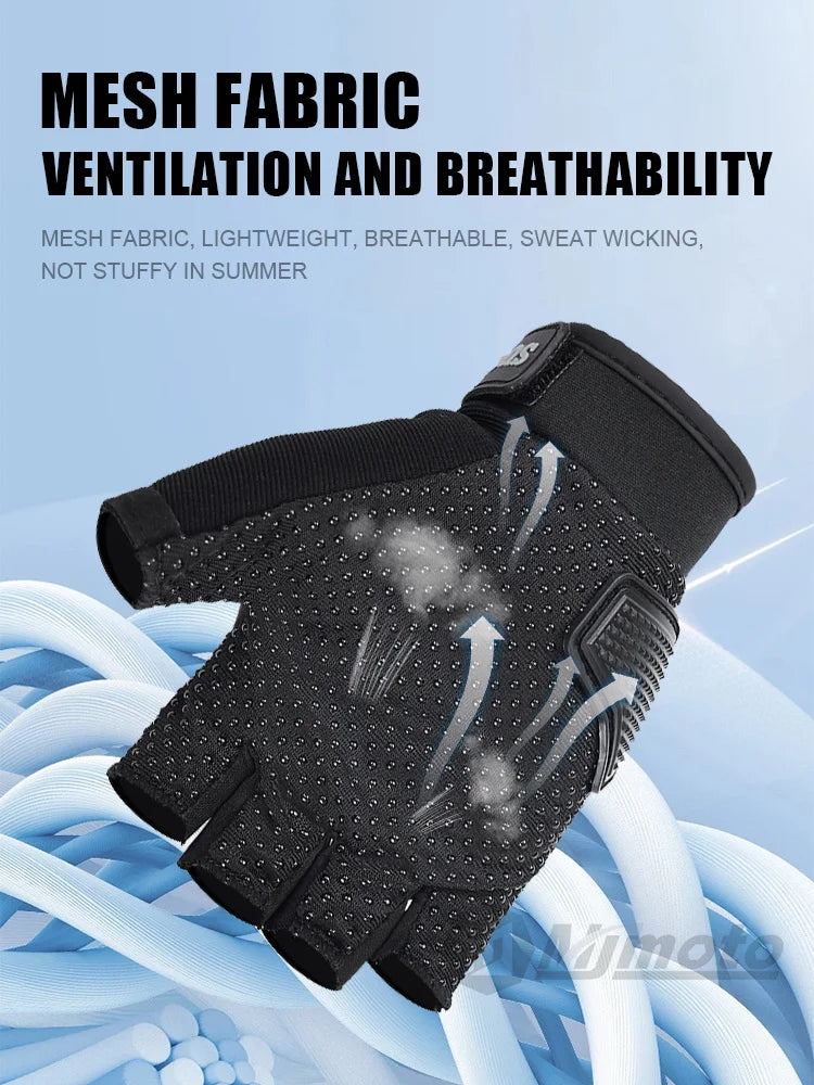 SUOMY Summer Half Finger Motorcycle Gloves Shockproof Non-slip Motocross Racing Fingerless Gloves Moto Biker Cycling Gloves