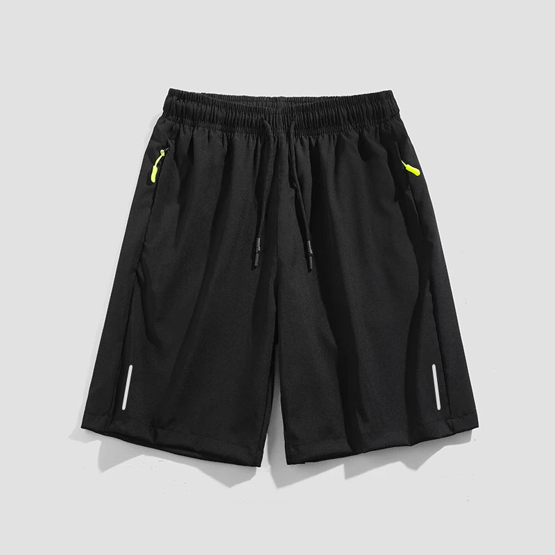 Summer thin style men's shorts reflective vertical strip ice quick-dry stretch casual pants