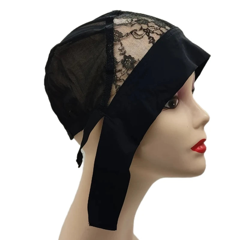 1PC Headband Wig Cap Lace Mesh Wig Caps Wig Grip Cap with Adjustable Elastic Band for Making Wigs