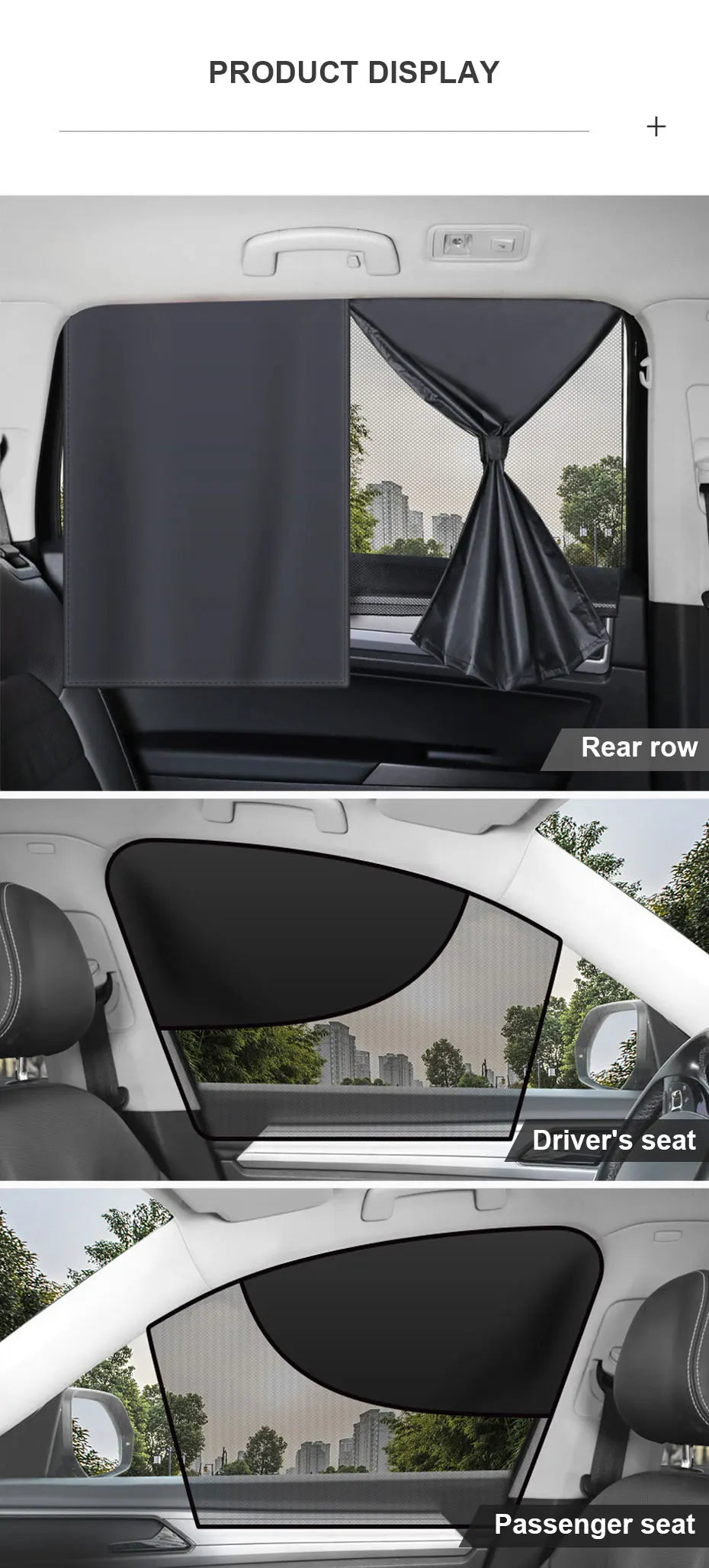 BLALION Double Layer Car Sun Shade Side Window Curtain Uv Protection Mesh Curtains Mesh Sun Shade Cover Magnetic Mosquito Net