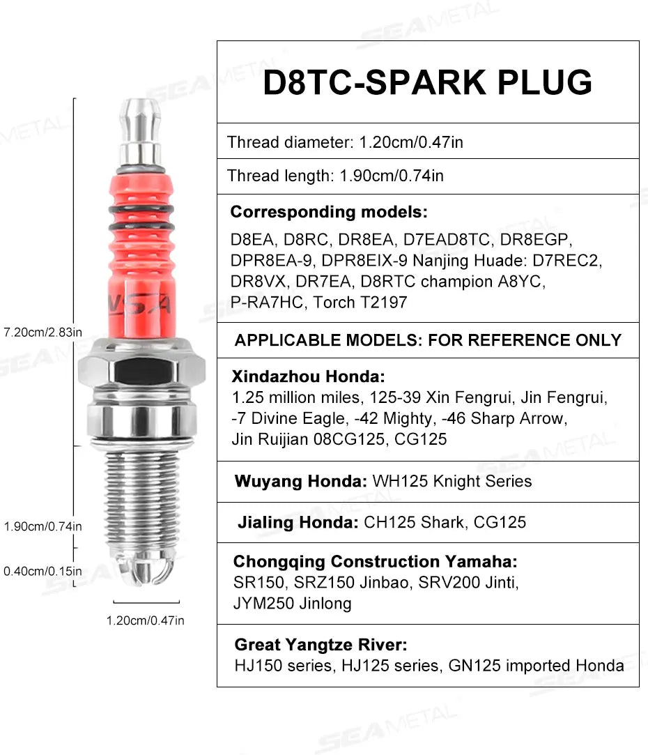BLALION Racing Spark Plug 3 Triple Electrode A7TC D8TC For GY6 CG 50 70 110 125 150CC Motorcycle Atv Scooter Dirt Bike Go Kart