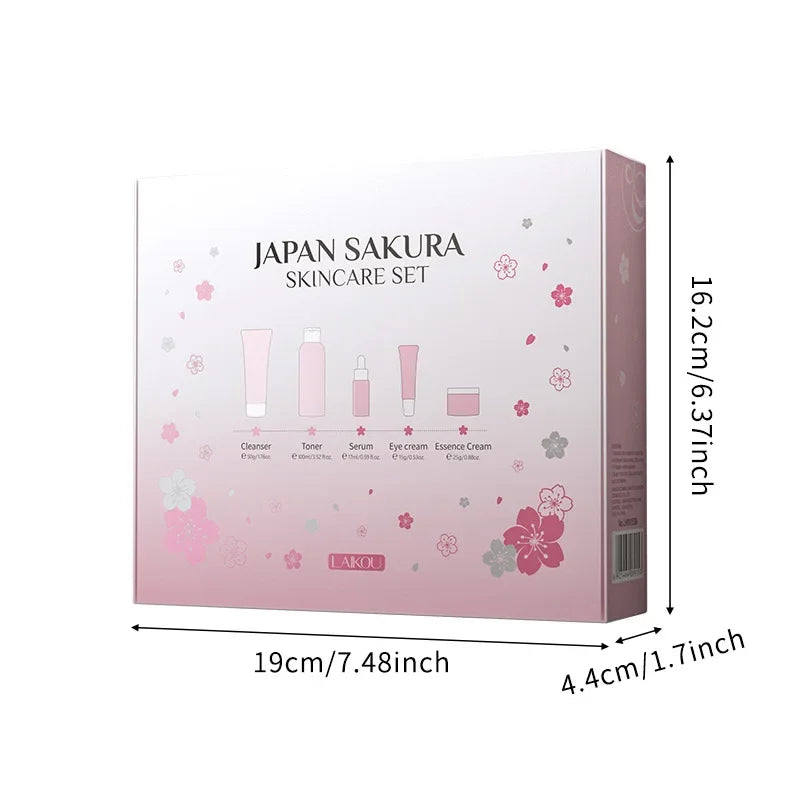 LAIKOU Sakura Kit Skin Care Sets Moisturizing and Reducing Fine Lines Cleansing Pore Product Korean Skincare Set 5-Piece