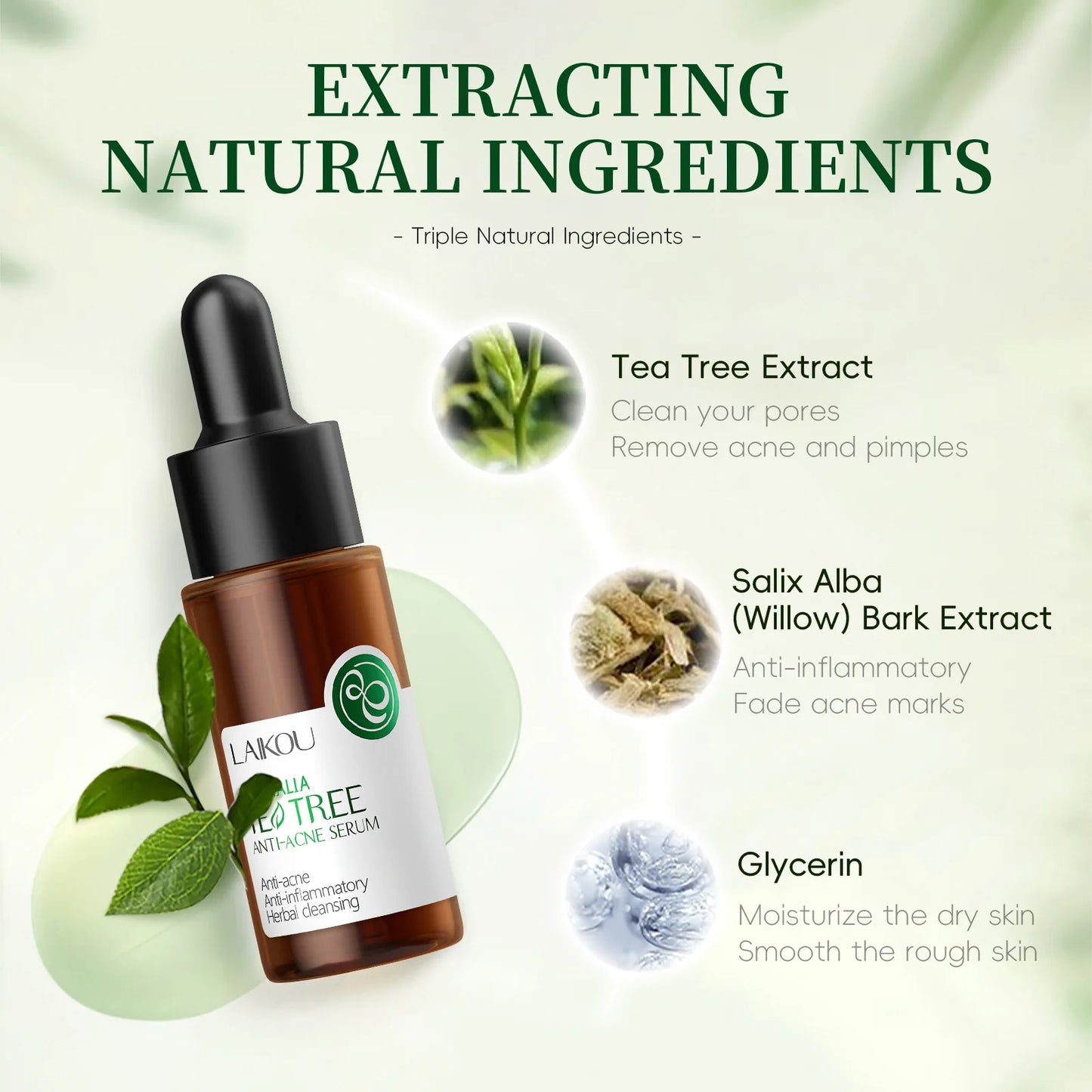Laikou Tea Facial Essence Contains Hyaluronic Acid Dark Spot Remover Moisturizing Repair Anti-aging Essence Facial Skin Care
