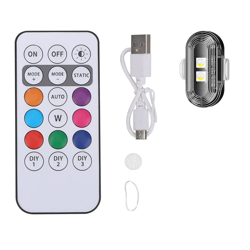 BLALION Car Motorcycle RGB Strobe Lights 8 Colors LED Flash Position Wireless Light Aircraft Airplane Helicopter Warning Lights