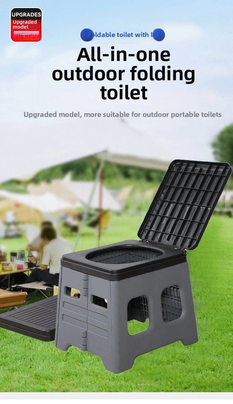 Outdoor camping stylefoldable toilet travel self-driving car toilet emergency portable toilet stool toilet stool