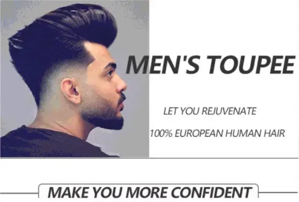 Toupee for Men Mono & NPU Human Hair Pieces Hair units Male Wavy Hair Replacement System Hair Prosthesis