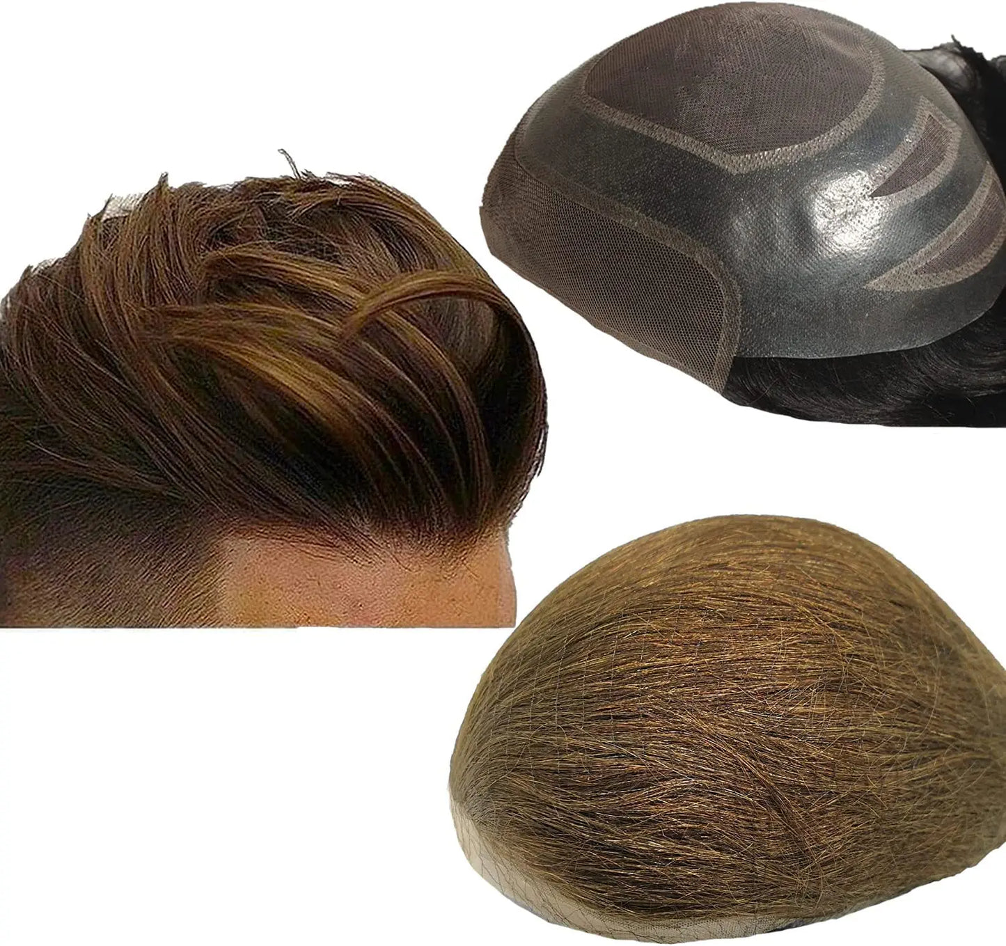 NLW Toupee for Men 100% Human Hair Pieces Hair prosthesis Mens Swiss Lace Front with PU Around Hair Replacement System