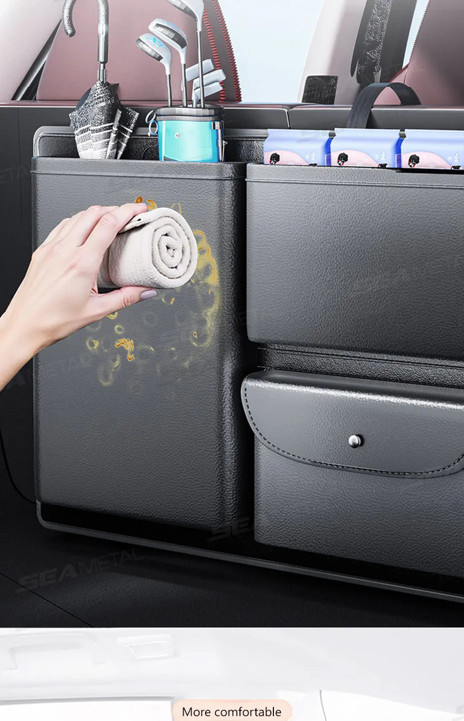 BLALION Car Trunk Hanging Storage Bag Back Seat Universal Large Capacity Leather Multi-pocket Auto Storage Cargo Rack Organizer