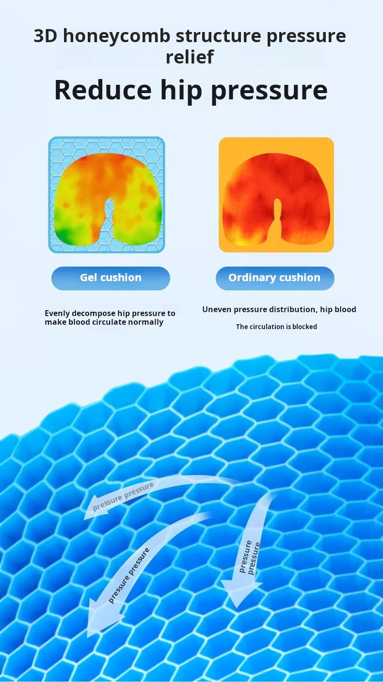 Honeycomb gel cushion chair thickened home commuter office long-sitting silicone summer seat cushion ice pad seats home