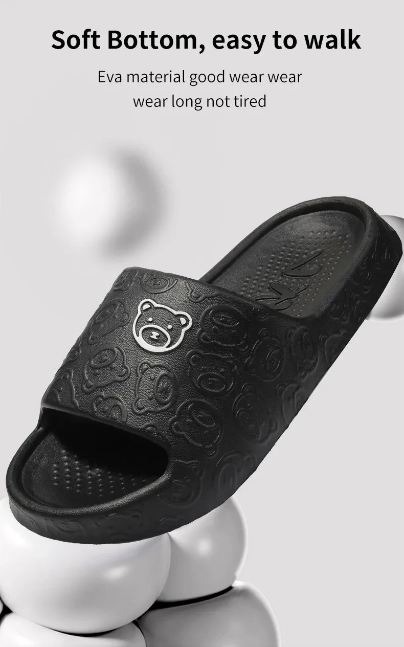 Summer Unisex Couple Cartoon Slippers Men Women Non-Slip Slides Parent-Children Outdoor Indoor Shoes Thick Bottom Sandals