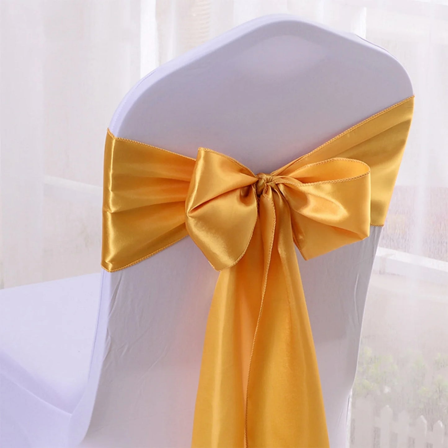 Satin chair waist belt wedding banquet chair bow party decoration adjustable ribbon for table decoration